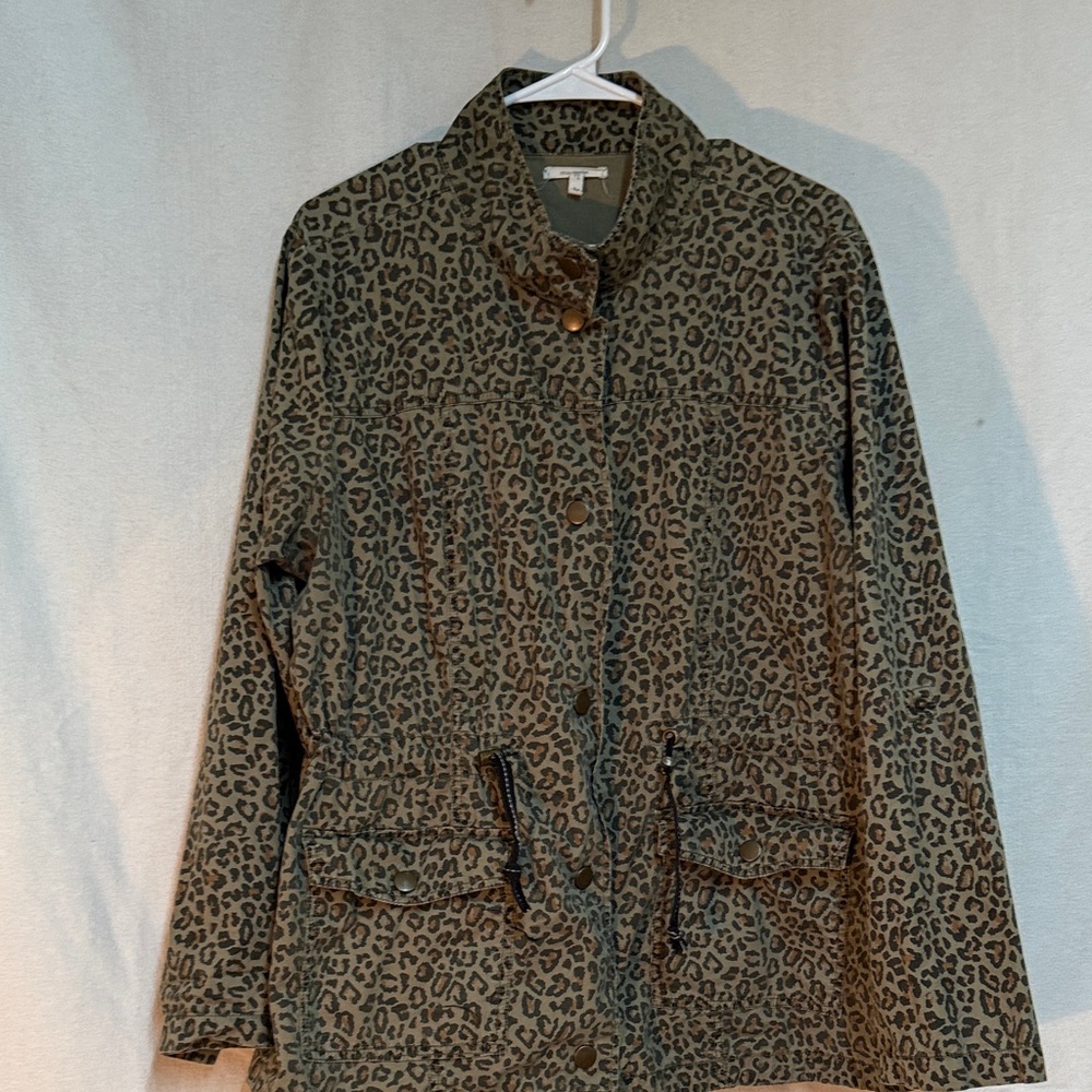Maurices Olive Green Leopard Utility Jacket